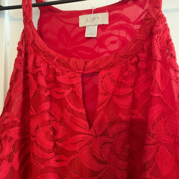 LOFT Red Lace Mini Dress - Picture 2 of 4